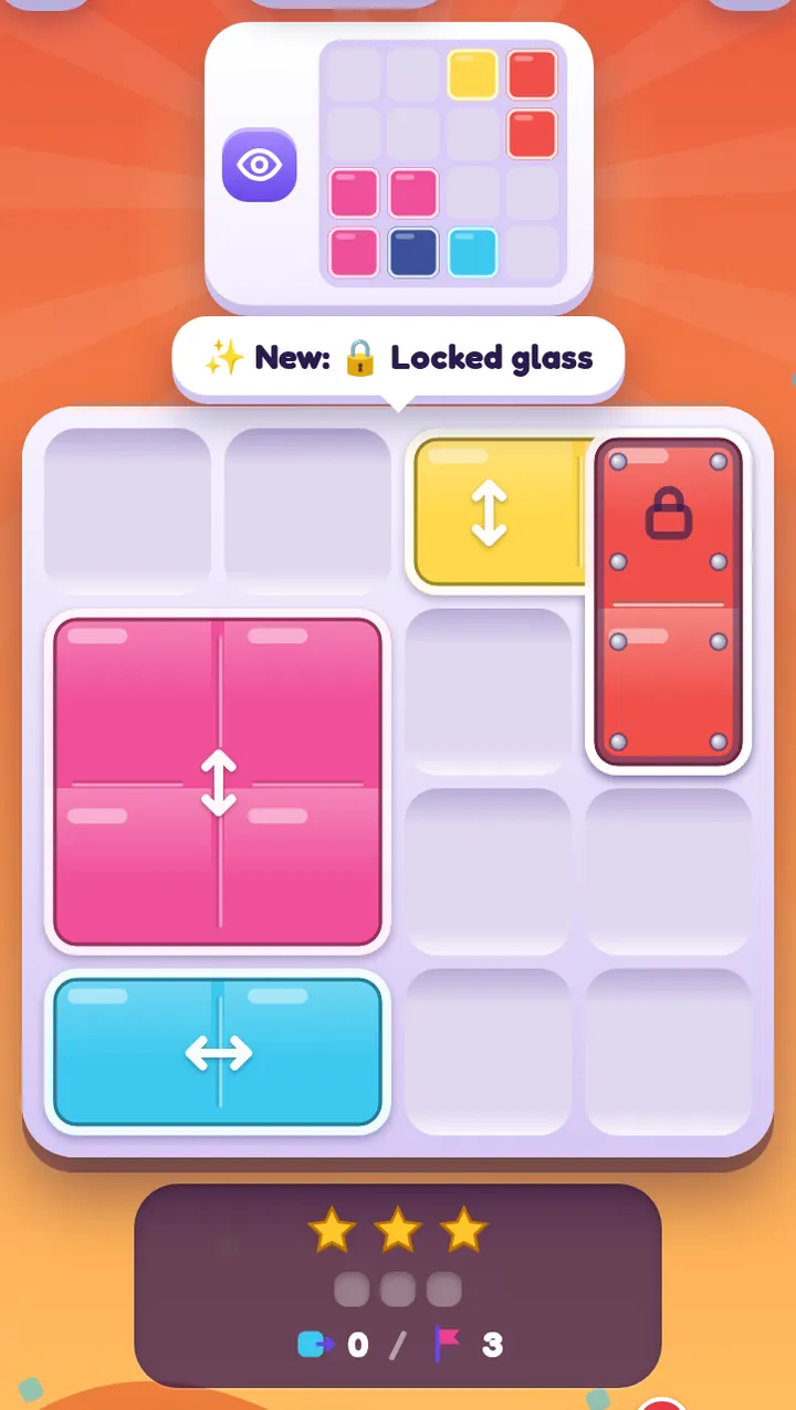 PaneSlide level 12 with a locked magenta pane marked with a padlock