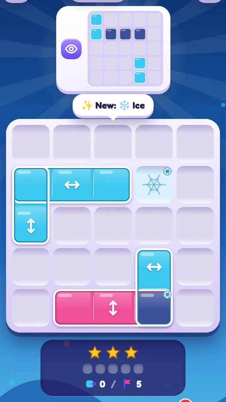 PaneSlide level 42 with a pale blue ice cell marked with a snowflake